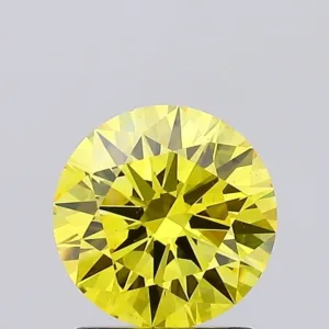 1.4 Carat Round Fancy Vivid Yellow VS2 Lab Diamond