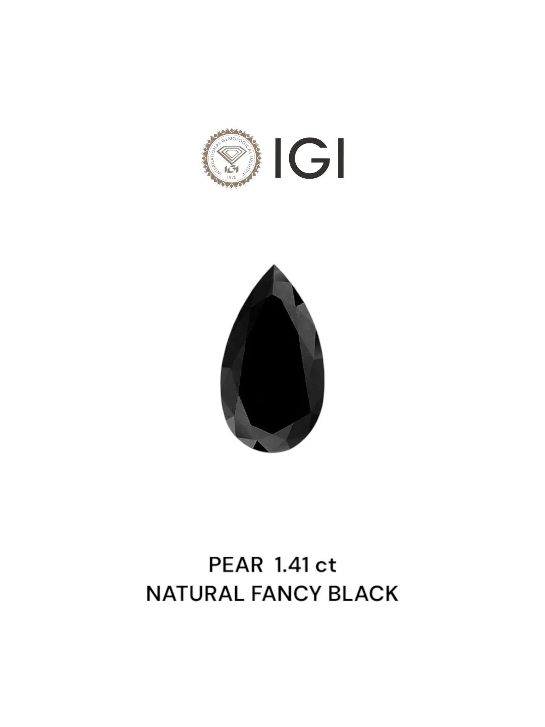 1.41 Carat Pear Fancy Black Natural Diamond 1 1.41 Carat Pear Fancy Black Natural Diamond