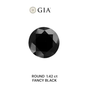 1.42 Carat Round Black Natural Diamond