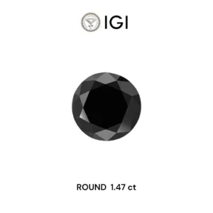 1.46 Carat Round Black Natural Diamond