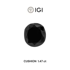 1.47 Carat Cushion Brilliant Black Natural Diamond