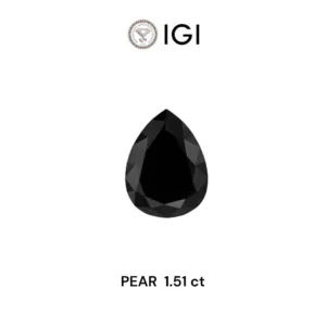 1.51 Carat Pear Black Natural Diamond