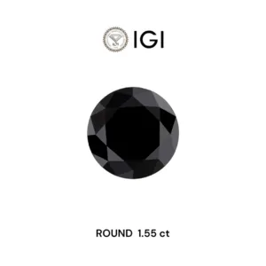 1.55 Carat Round Fancy Black Natural Diamond