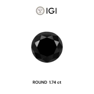 1.74 Carat Round Black Natural Diamond