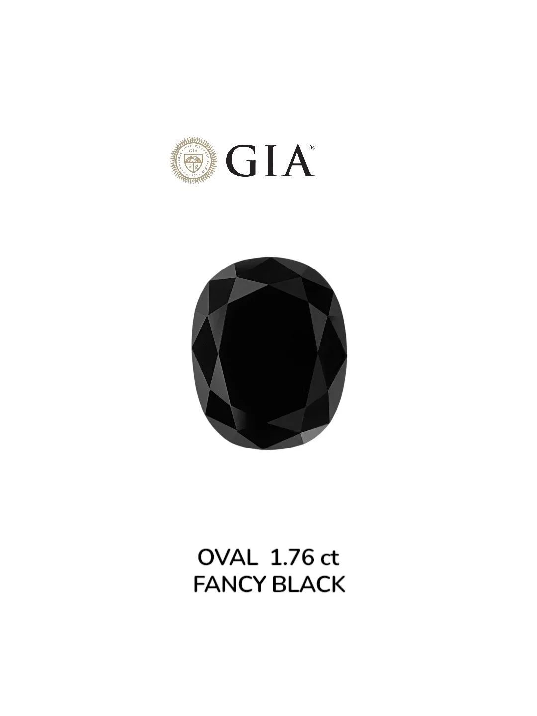 1.76 Carat Oval Black Natural Diamond 1 1.76 Carat Oval Black Natural Diamond