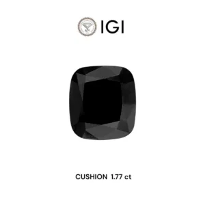 1.77 Carat Cushion Brilliant Fancy Black Natural Diamond