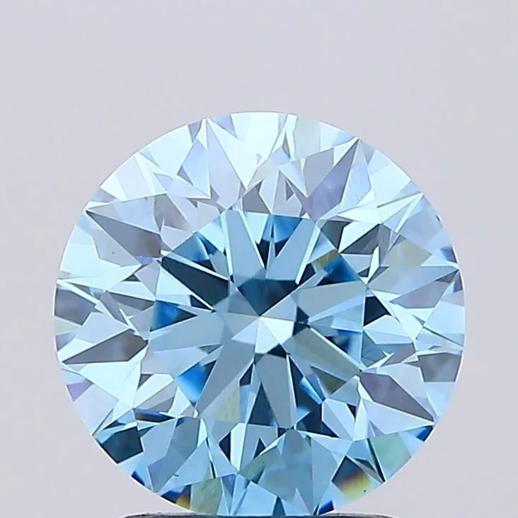 1.79 Carat Round Fancy Vivid Blue VVS2 Lab Diamond 1 1.79 Carat Round Fancy Vivid Blue VVS2 Lab Diamond