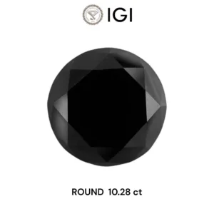 10.28 Carat Round Black Natural Diamond