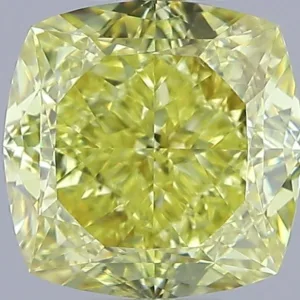 2 Carat Cushion Brilliant Fancy Intense Yellow SI1 Natural Diamond
