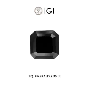 2.35 Carat Square Emerald Black Natural Diamond
