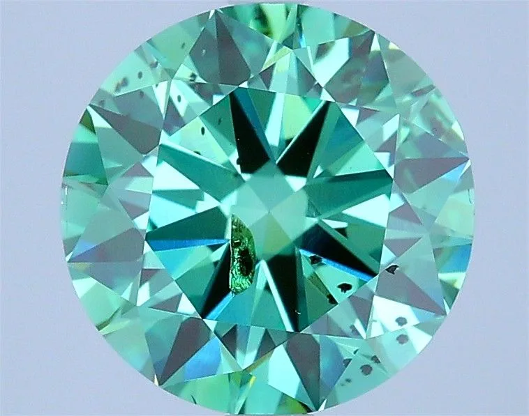 3.01 Carat Round Fancy Vivid Green SI2 Lab Diamond 1 3.01 Carat Round Fancy Vivid Green SI2 Lab Diamond