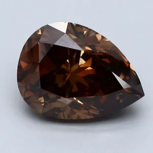 3.26 Carat Pear Fancy Dark Brown I1 Natural Diamond