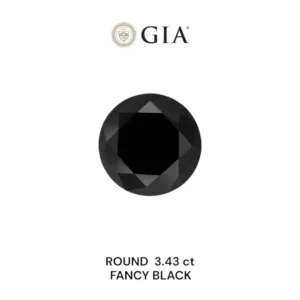 3.43 Carat Round Black Natural Diamond