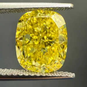 4.28 Carat Cushion Brilliant Fancy Vivid Yellow VS1 Natural Diamond