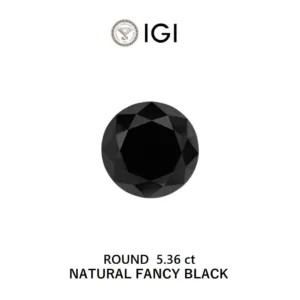 5.36 Carat Round Black Natural Diamond