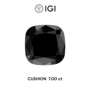 7 Carat Cushion Brilliant Fancy Black Natural Diamond