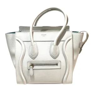Celine Luggage Micro White Leather