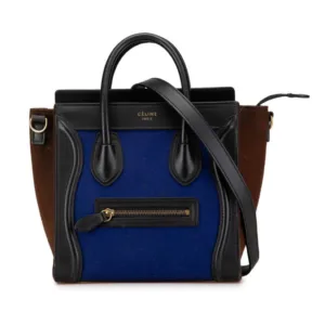 Celine Luggage Nano Leather Tricolor Blue-Black-Brown