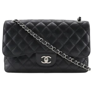 Chanel 11.12 Classic Handbag Black Silver Hardware