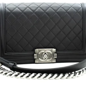 Chanel Boy Black Leather Chain Shoulder Bags