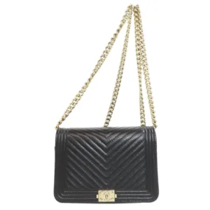 Chanel Boy Wallets On Chain (WOC) Black Caviar Leather Gold Hardware