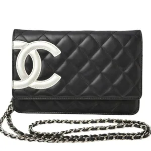 Chanel Cambon Line Wallets On Chain WOC Shoulder Bags Black White CC Logo