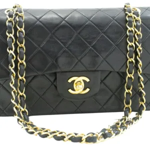 Chanel Classic Double Flap Bag Black Lambskin Gold Hardware