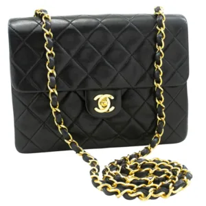 Chanel Classic Flap Square Mini Bag Black Gold Hardware
