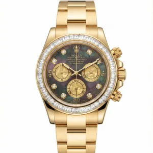 Rolex Cosmograph Daytona 116568BR Yellow Gold Tahitian MOP Baguette Bezel Full Set (2014)