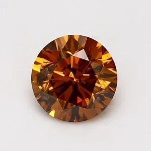 1 Carat Round Fancy Deep Orange I2 Natural Diamond
