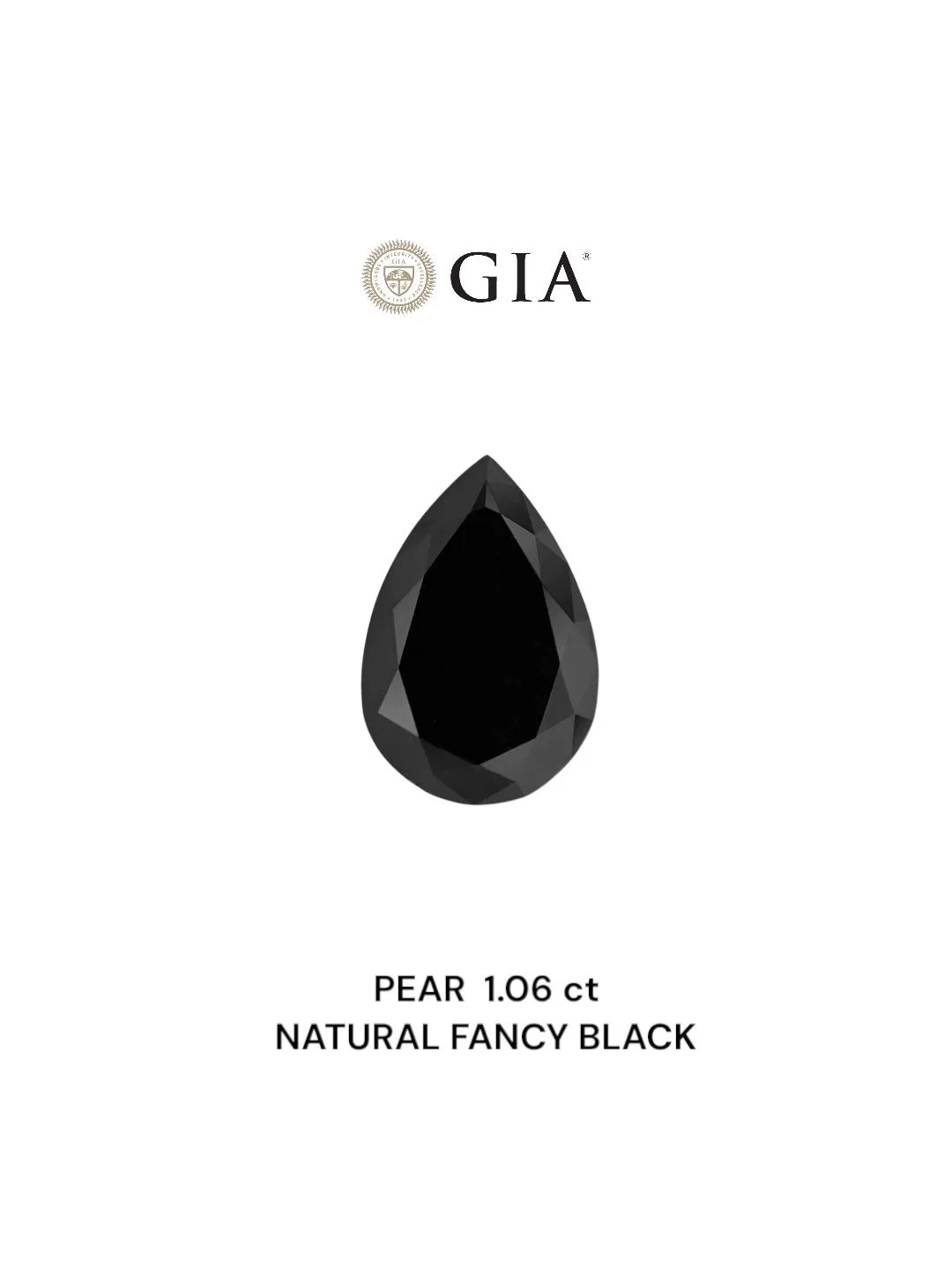 1.06 Carat Pear Fancy Black VVS2 Natural Diamond 1 1.06 Carat Pear Fancy Black VVS2 Natural Diamond