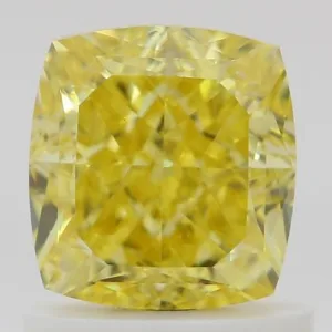 1.15 Carat Cushion Brilliant Fancy Vivid Yellow VS1 Natural Diamond