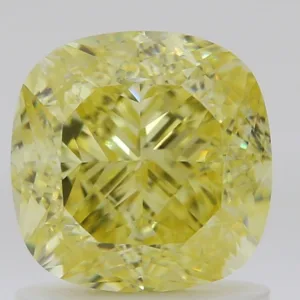1.51 Carat Cushion Brilliant Fancy Intense Yellow VVS2 Natural Diamond