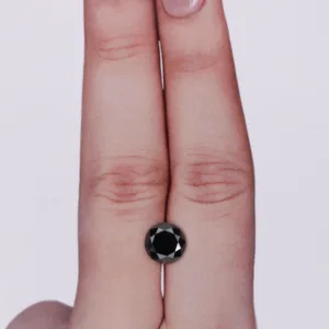 1.61 Carat Round Black Natural Diamond