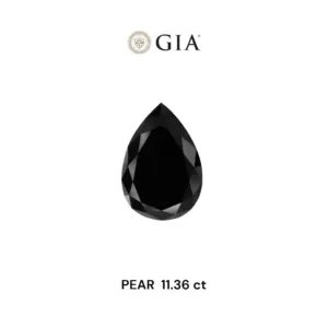 11.36 Carat Pear Fancy Black VVS2 Natural Diamond