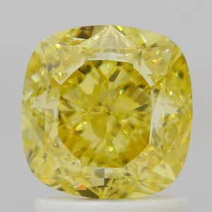2.01 Carat Cushion Brilliant Fancy Vivid Yellow VS1 Natural Diamond