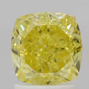 2.1 Carat Cushion Brilliant Fancy Intense Yellow SI1 Natural Diamond