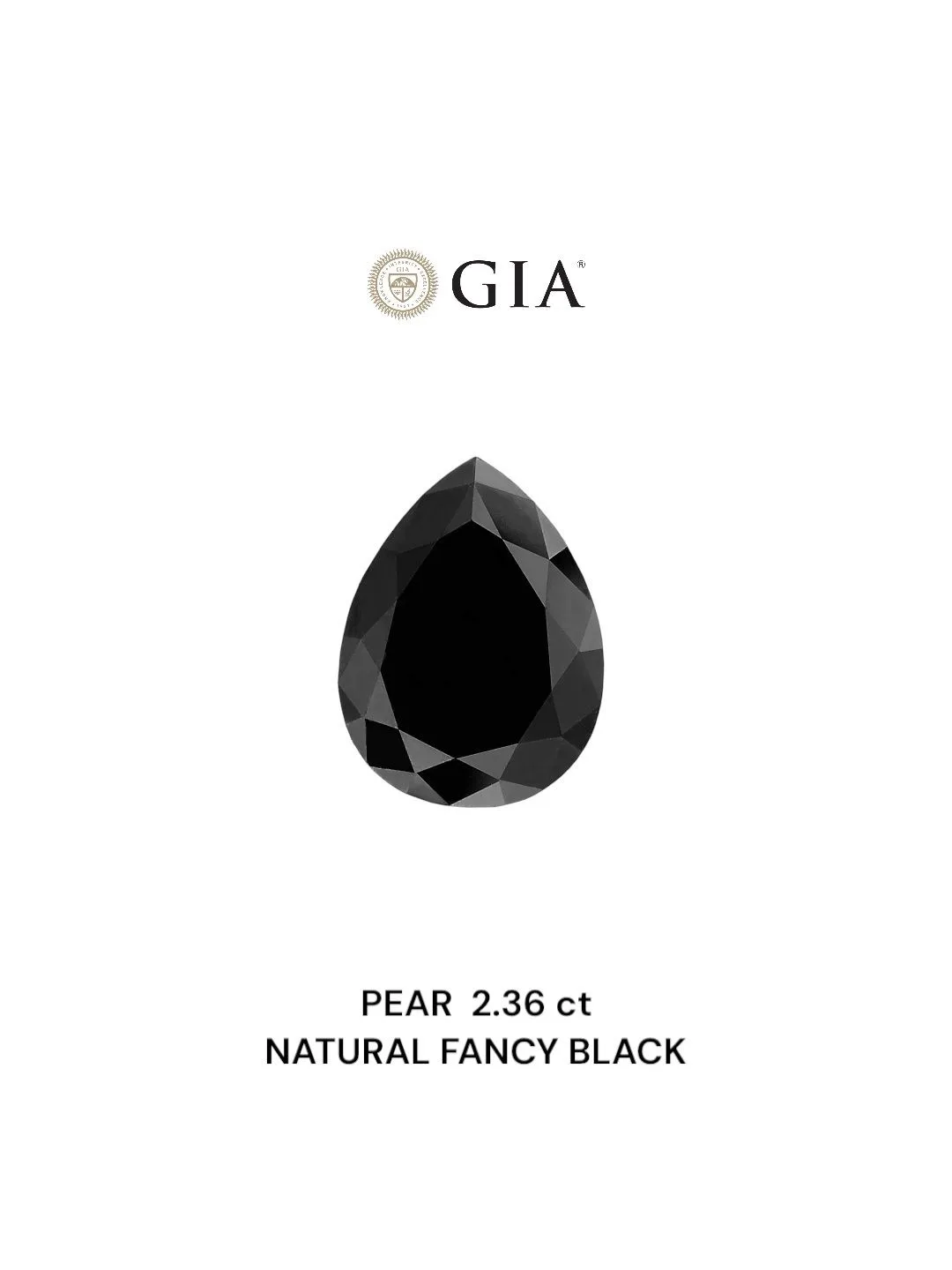 2.36 Carat Pear Fancy Black VVS2 Natural Diamond 1 2.36 Carat Pear Fancy Black VVS2 Natural Diamond