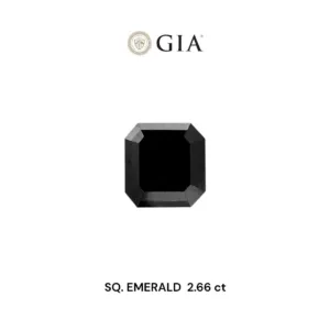 2.66 Carat Square Emerald Fancy Black VVS2 Natural Diamond