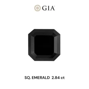 2.84 Carat Square Emerald Fancy Black VVS2 Natural Diamond