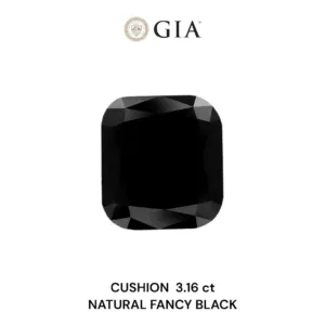 3.16 Carat Cushion Brilliant Fancy Black VVS2 Natural Diamond