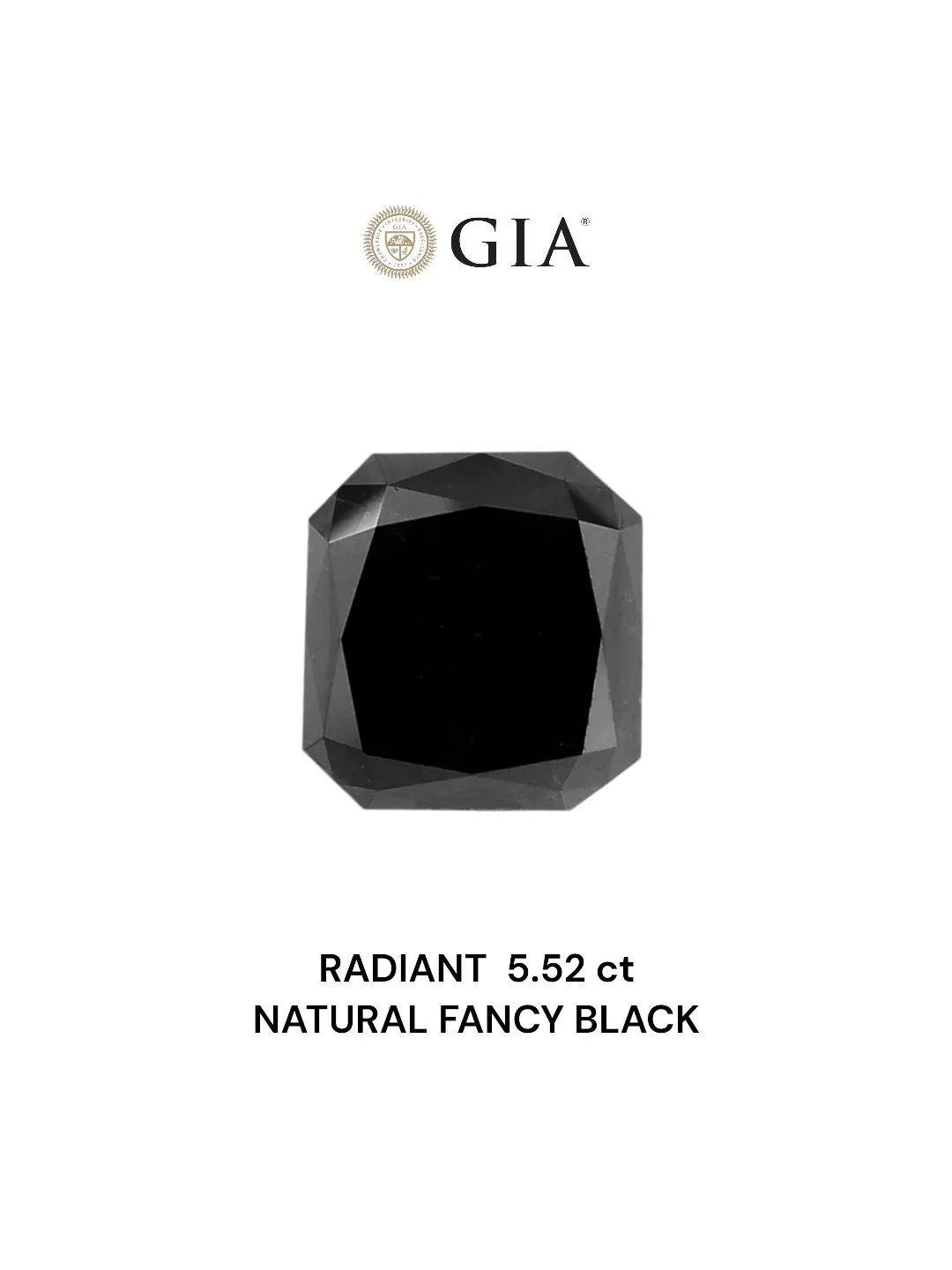 5.52 Carat Radiant Fancy Black VVS2 Natural Diamond 1 5.52 Carat Radiant Fancy Black VVS2 Natural Diamond