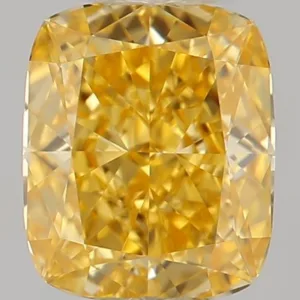 0.43 Carat Cushion Brilliant Fancy Intense Yellow IF Natural Diamond