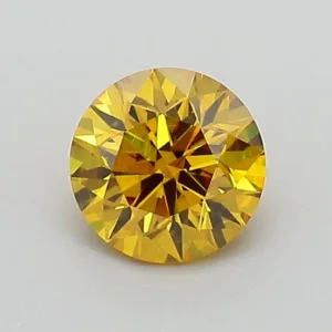 0.59 Carat Round Fancy Deep Yellow VVS1 Lab Diamond