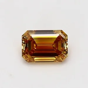 0.62 Carat Emerald Fancy Vivid Yellow Orange VS2 Natural Diamond