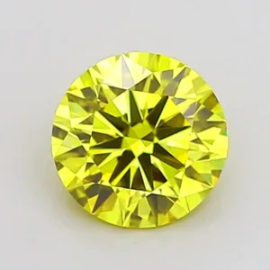 1 Carat Round Fancy Vivid Yellow VVS2 Lab Diamond