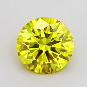 1 Carat Round Fancy Vivid Yellow VVS2 Lab Diamond