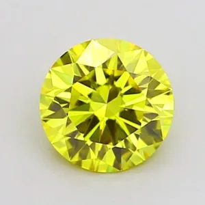 1 Carat Round Fancy Vivid Yellow VVS2 Lab Diamond