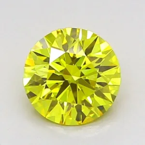 1 Carat Round Fancy Vivid Yellow VVS2 Lab Diamond