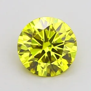 1 Carat Round Fancy Vivid Yellow VVS2 Lab Diamond